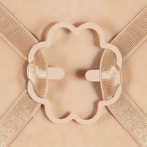 Clips ergonomiques soutien-gorge beige, design floral, discret et pliable, pour un maintien confortable et élégant.