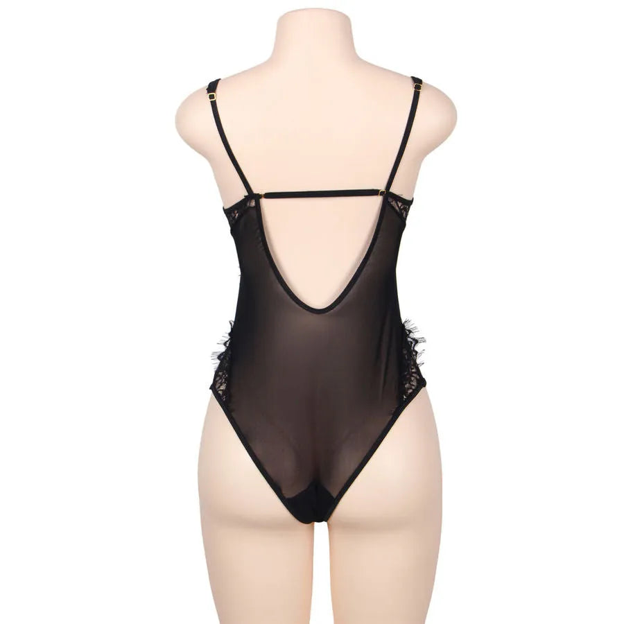 Subblime lingerie Queen plus dentelle florale noire Teddy sexy féminin luxe