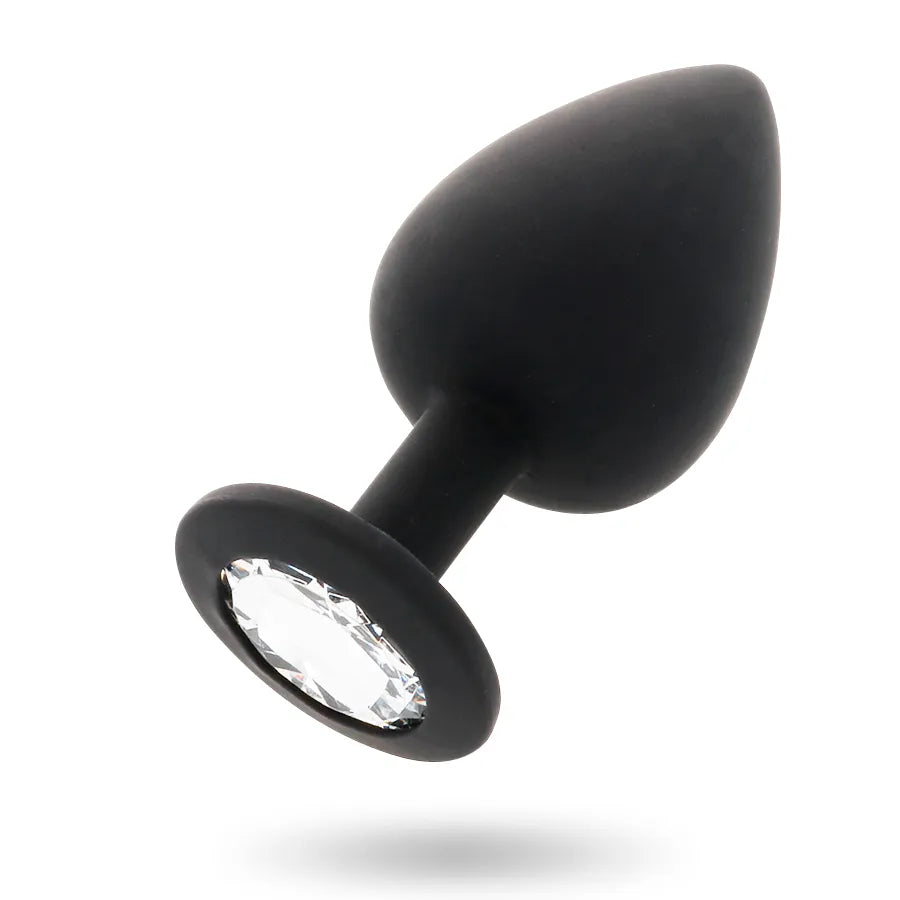 Plug anal élégant silicone médical pointe conique Cristal diamant Noir intimité discrétion