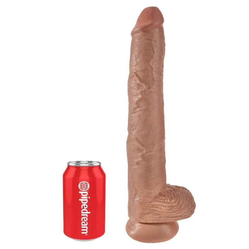 Gode réaliste ventouse 35,6 cm King Cock, couleur chair, détails réalistes, compatible harnais, sans phtalates.