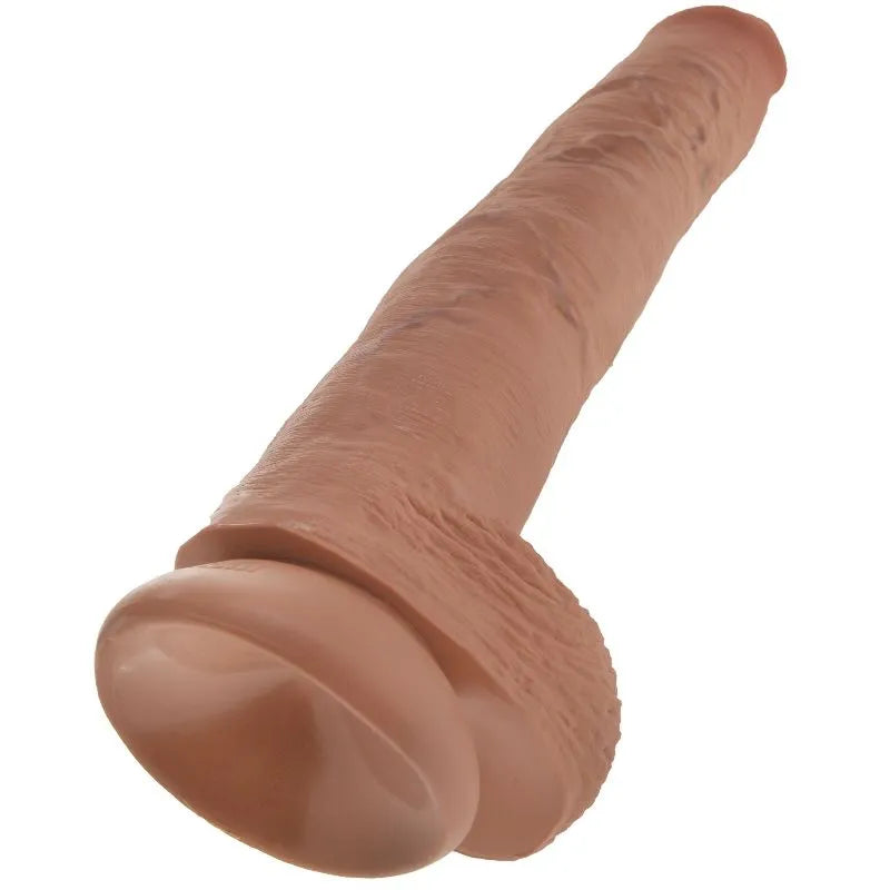 Gode réaliste ventouse 35,6 cm, couleur chair, détails texturés, hypoallergénique, compatible harnais, sans phtalates.