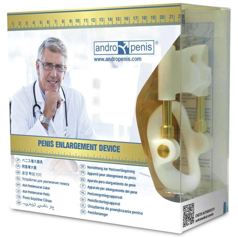 Extenseur pénien Andropenis Gold certifié CE traction non chirurgicale résultats prouvés confort portable discret 24 carats