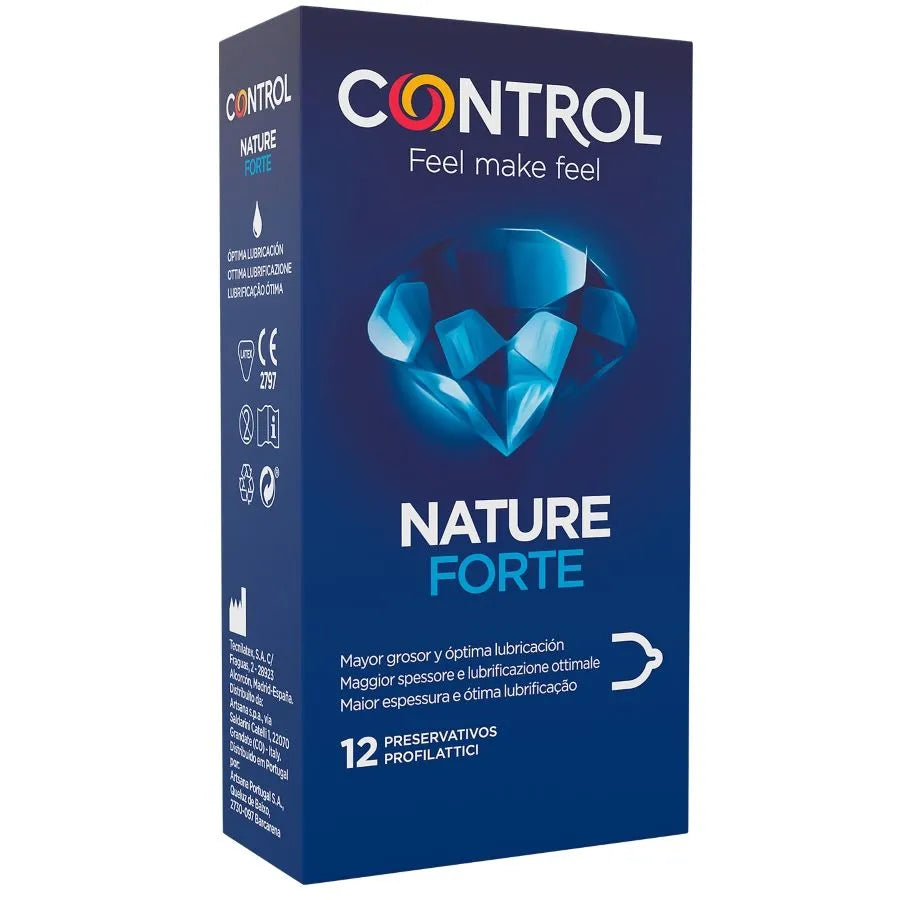 CONTROL FORTE 12 UNITÉS PRÉSERVATIFS LATEX ÉPAIS SENSIBILITÉ OPTIMALE 54MM