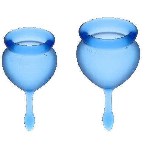 Cup menstruelle Feel Good Satisfyer 15 + 20ml hypoallergénique silicone médical grade bleu foncé femmes hygiène menstruelle intimité écologie