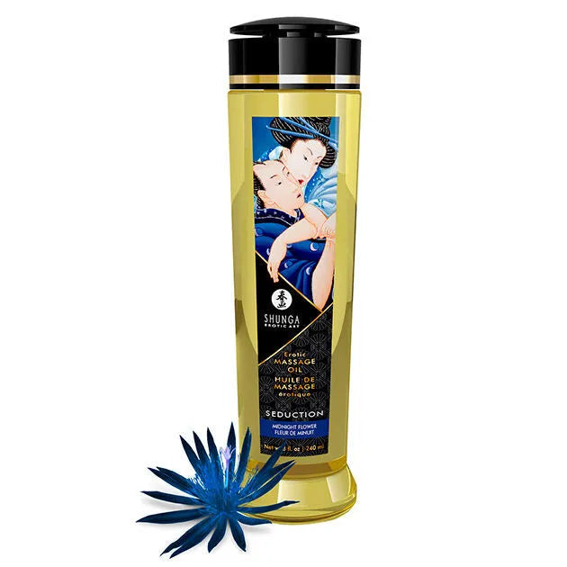 Shunga Huile De Massage Érotique Séduction 240ml Sensuelle Orientale Haute Qualité Aromes Fleurs De Minuit Idéale Pour Intimité Couple