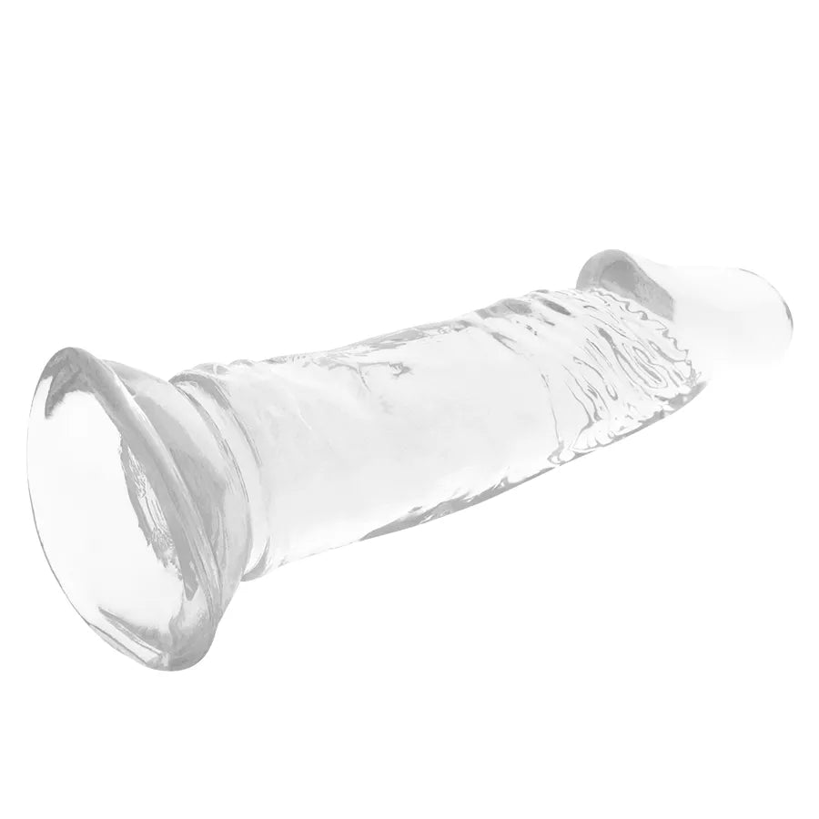 Gode réaliste transparent Jelly 16.5cm, forme anatomique, texture douce et ferme, design lumineux pour plaisir sensoriel.