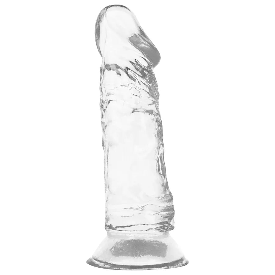 Gode réaliste transparent Jelly 16.5cm, forme anatomique, texture douce et ferme, base ventouse, plaisir sensoriel.