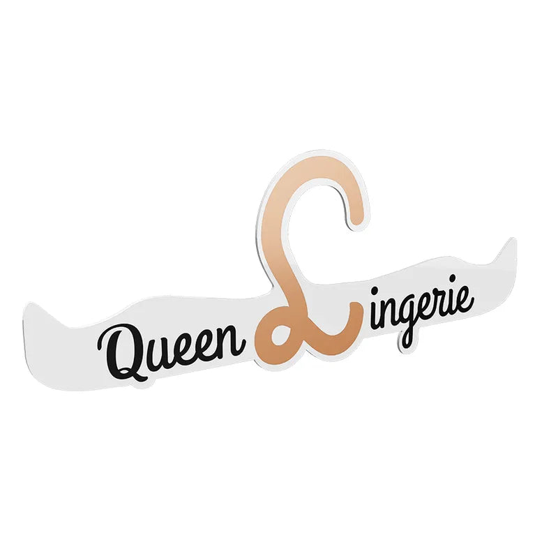 Cintre lingerie Queen, blanc et rose, 27.5 cm, design élégant et durable pour rangement optimisé et exposition raffinée.