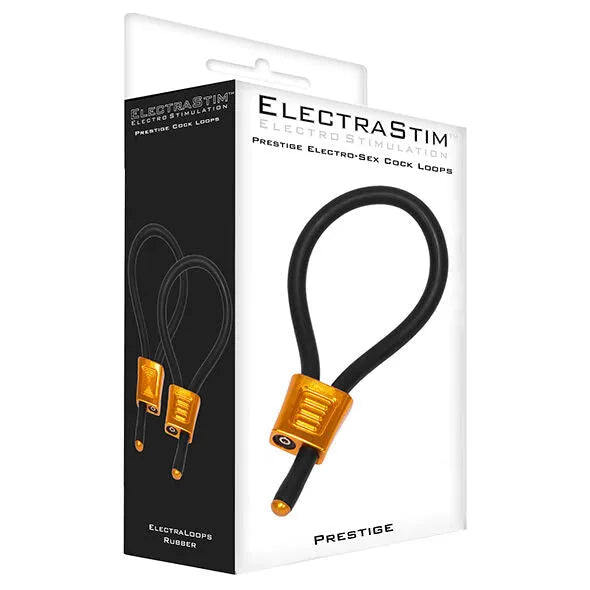 Boucles en caoutchouc conducteur noir avec connecteurs dorés, pour électrostimulation et érection durable, dans boîte élég...
