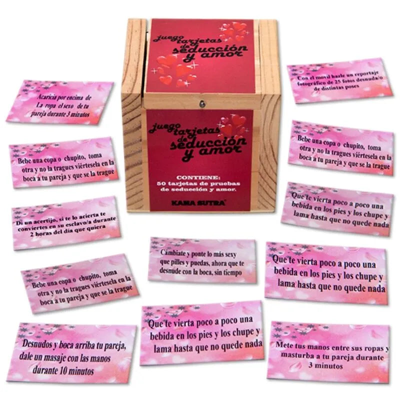 érotique bois olivier artisanal élégant raffiné sensuel amoureux couple soirée intime défis cartes horloge suspense luxe durable cadeau enterrement célibataire