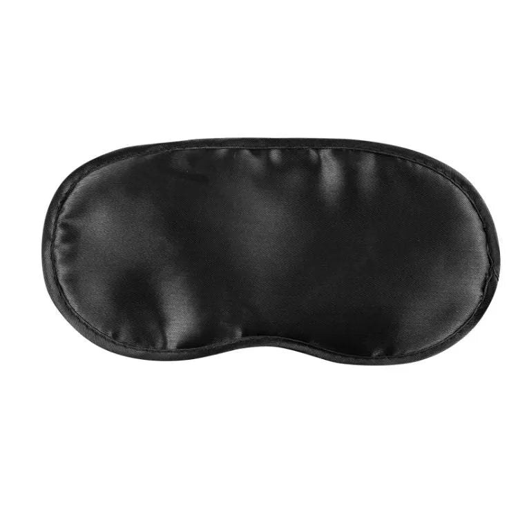 Masque de sommeil en satin noir, accessoire de bondage débutant, doux et confortable pour exploration érotique.