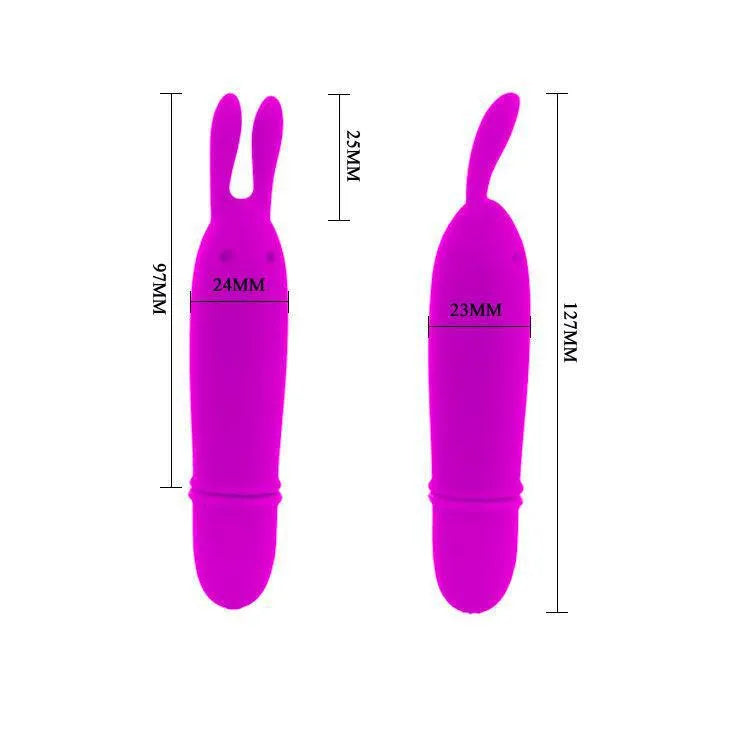 Mini vibromasseur lilas silicone doux, forme ergonomique, oreilles de lapin, 10 modes, compact, submersible, hypoallergéni...