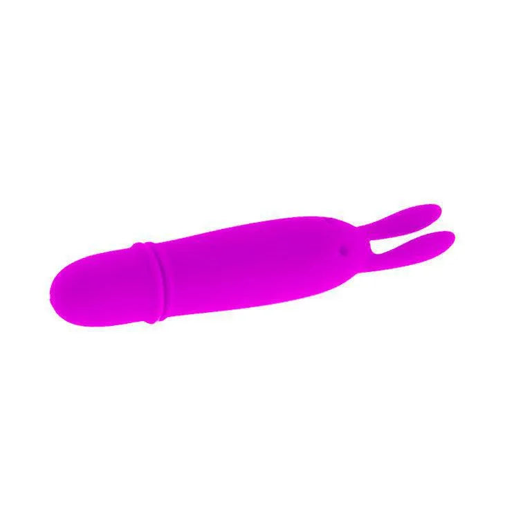 Mini vibromasseur clitoridien lilas en silicone doux, compact, ergonomique, submersible, avec dix modes de vibration.