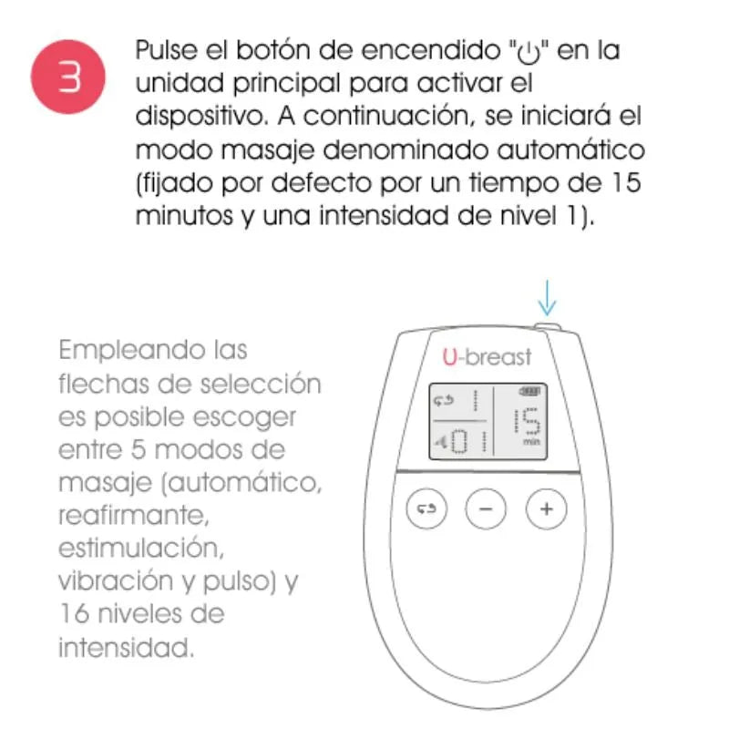 Électrostimulateur mammaire blanc avec écran LCD, boutons de contrôle, pour augmentation naturelle et raffermissement poit...