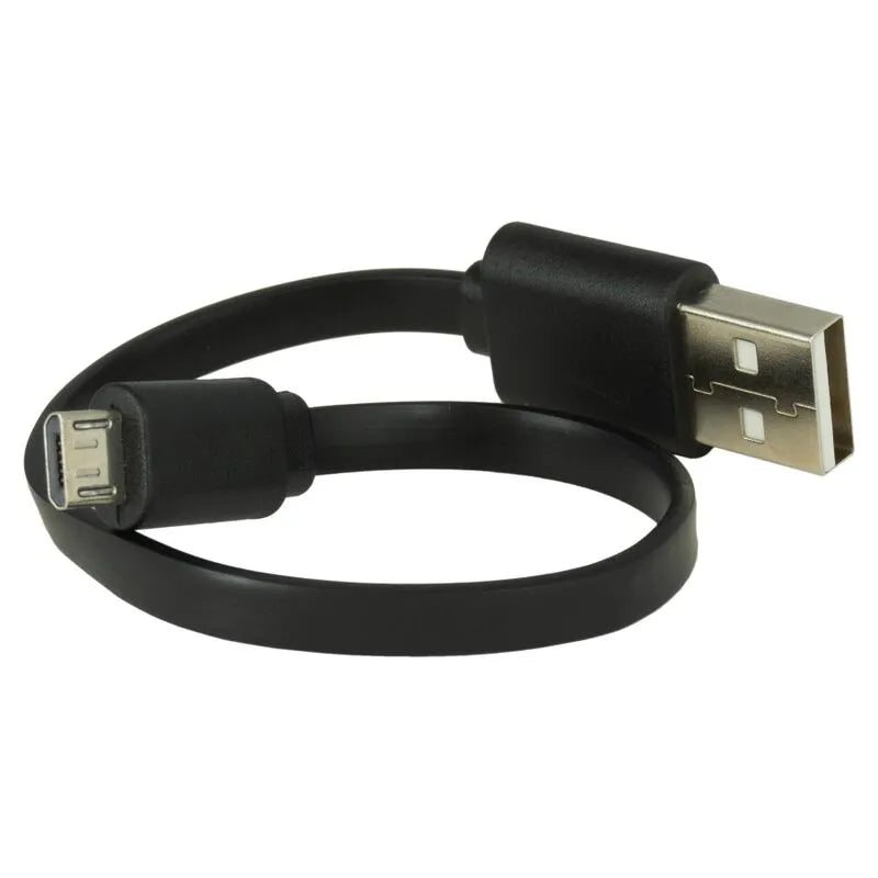 Câble USB noir compact pour électrostimulateur rechargeable, design léger et portable, idéal pour débutants.