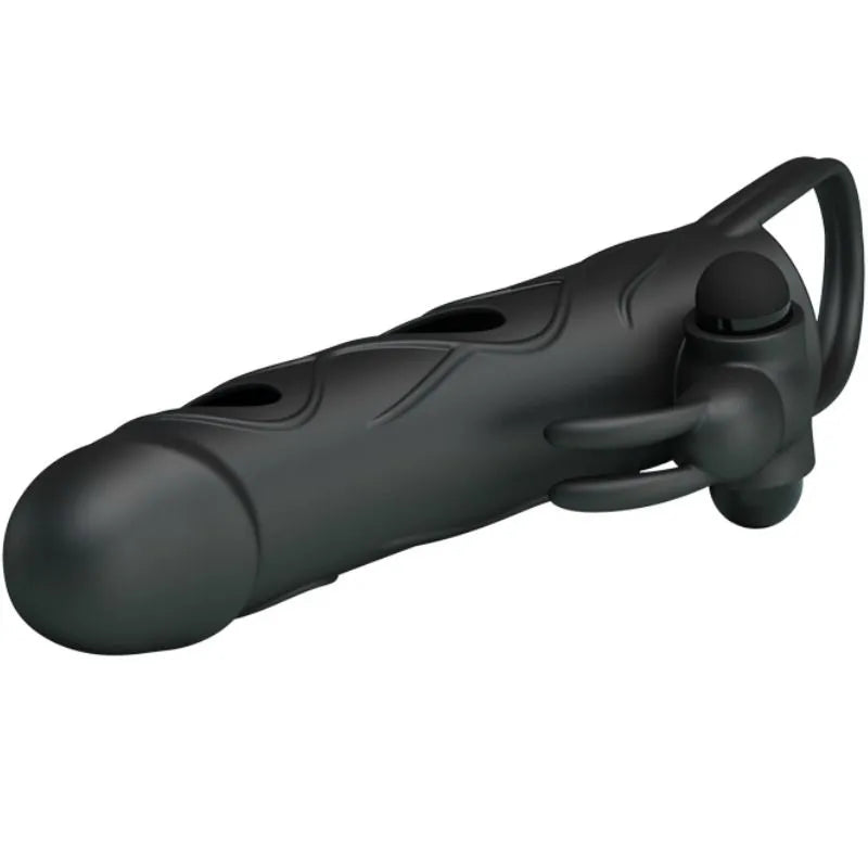 Manchon Pénien En Silicone Vibrant Imperméable Noir