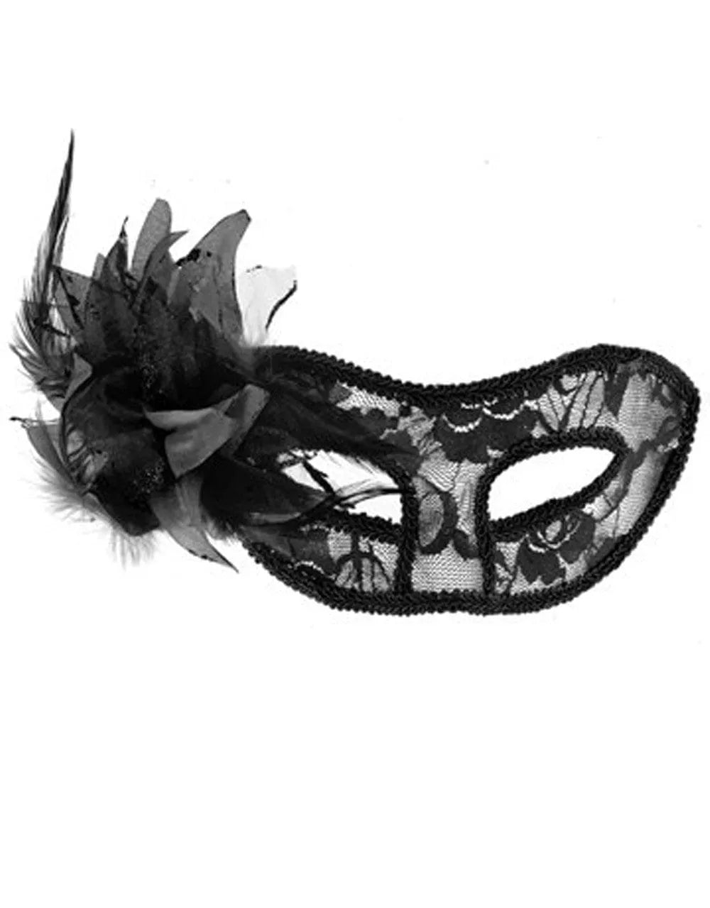 Masque Sexy En Dentelle Noire Avec Fleur