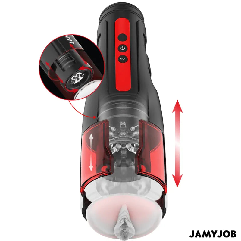 Masturbateur Automatique Bouche Silicone Noir Rouge