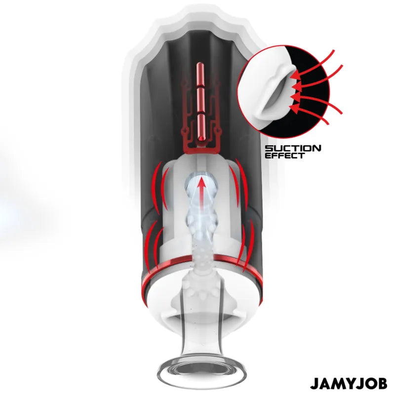 Masturbateur Automatique Silicone Noir Et Rouge