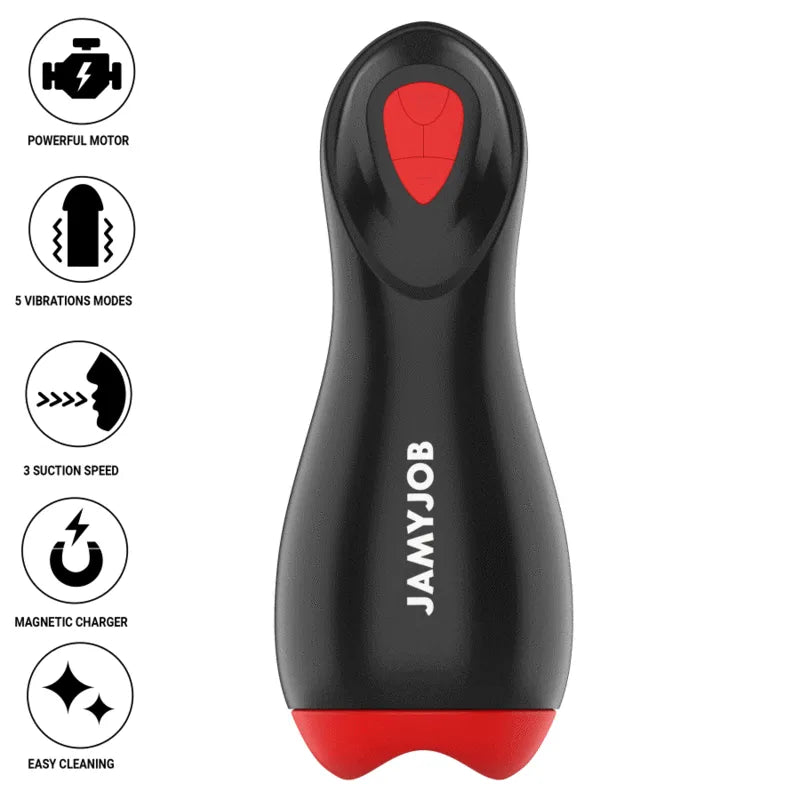Masturbateur Automatique Silicone Rouge Étanche Rechargeable