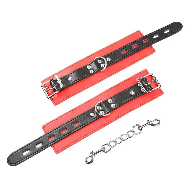 Menottes Ajustables Rouge Et Noir Pour Jeux De Contention