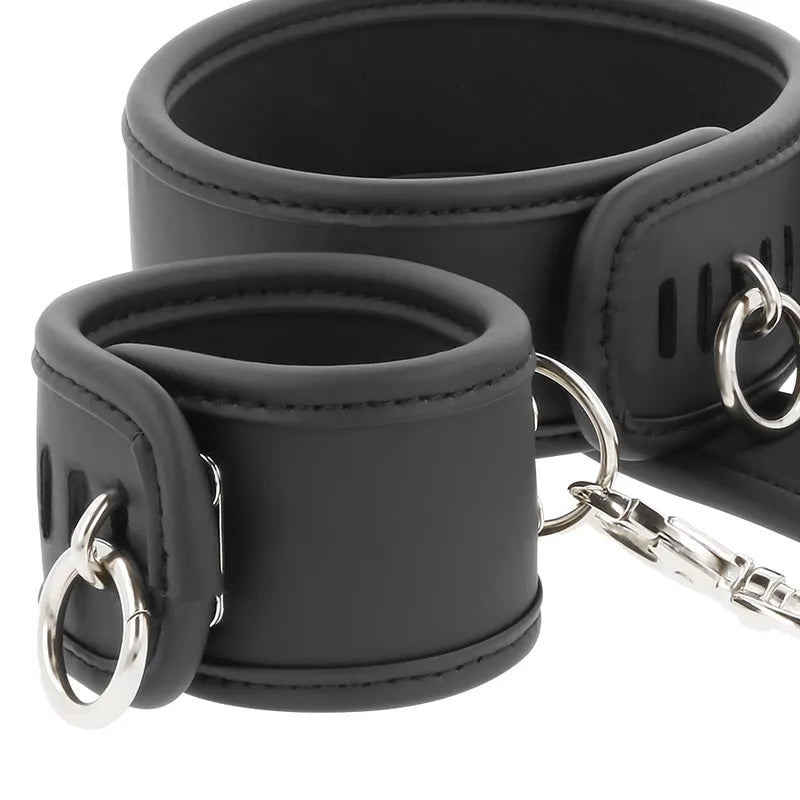 Menottes Bdsm En Cuir Végétalien Réglables