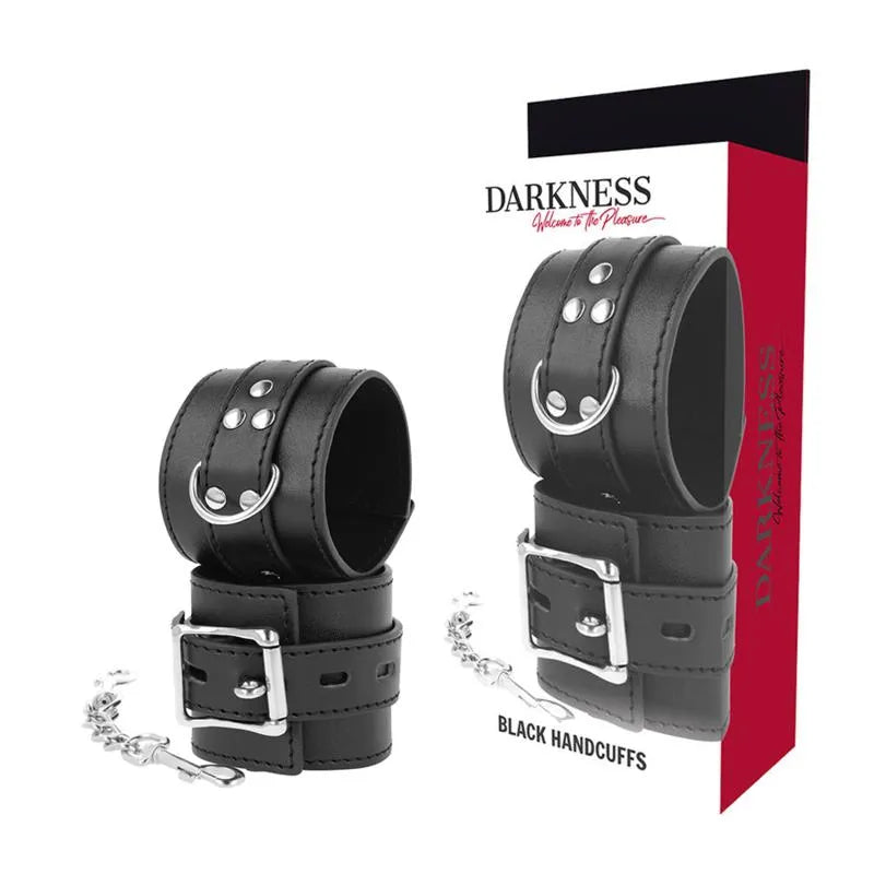 Menottes Bdsm En Simili Cuir Noir