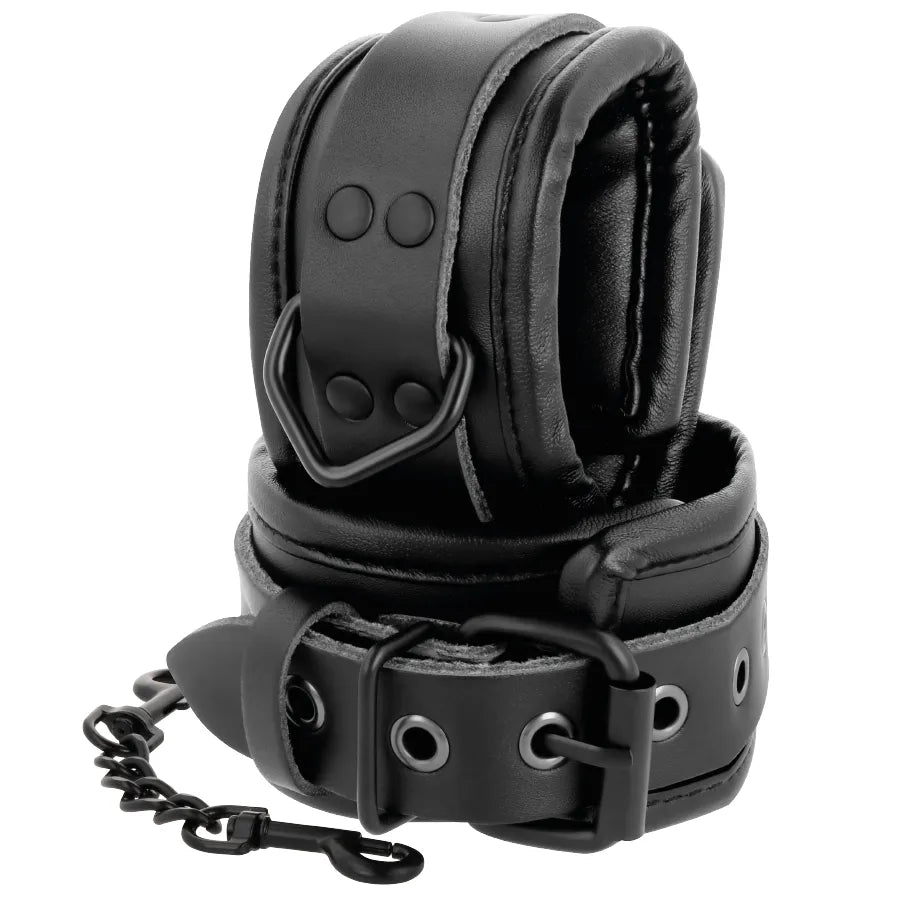 Menottes Cuir Noir Réglables Fétiche Bdsm