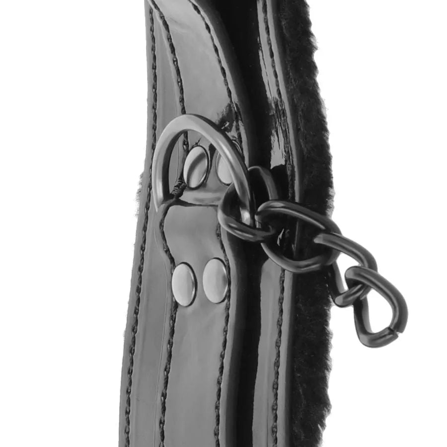 Menottes Cuir Pvc Noires Réglables Bdsm