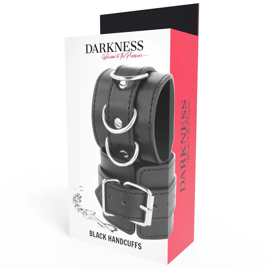 Menottes Cuir Pvc Réglables Noires Bdsm