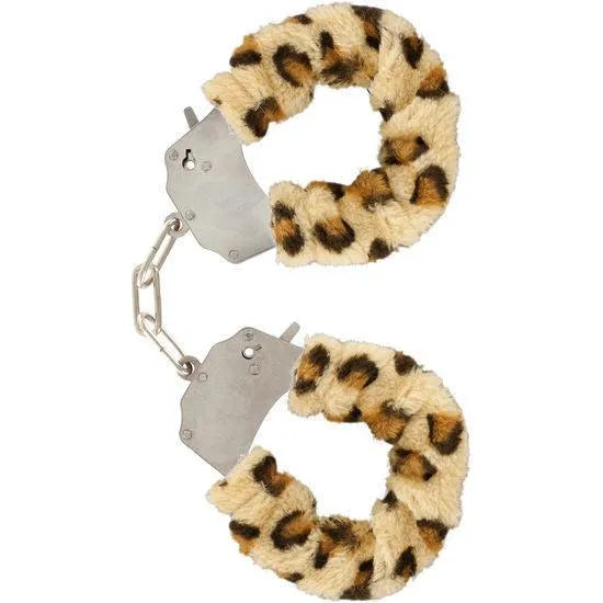 Menottes En Peluche Léopard Avec Chaîne Chromée