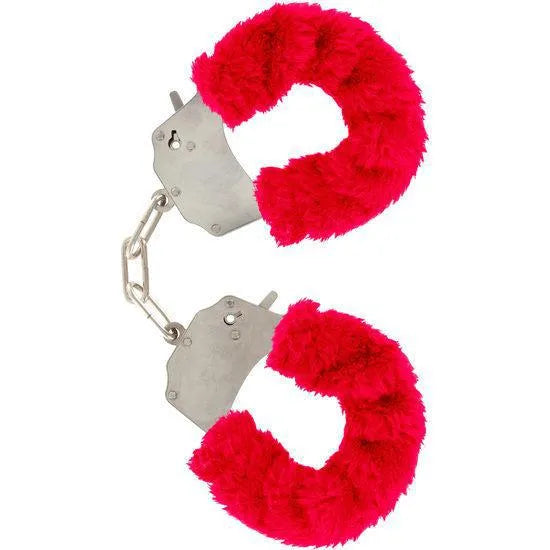 Menottes En Peluche Rouge Avec Chaîne Chromée