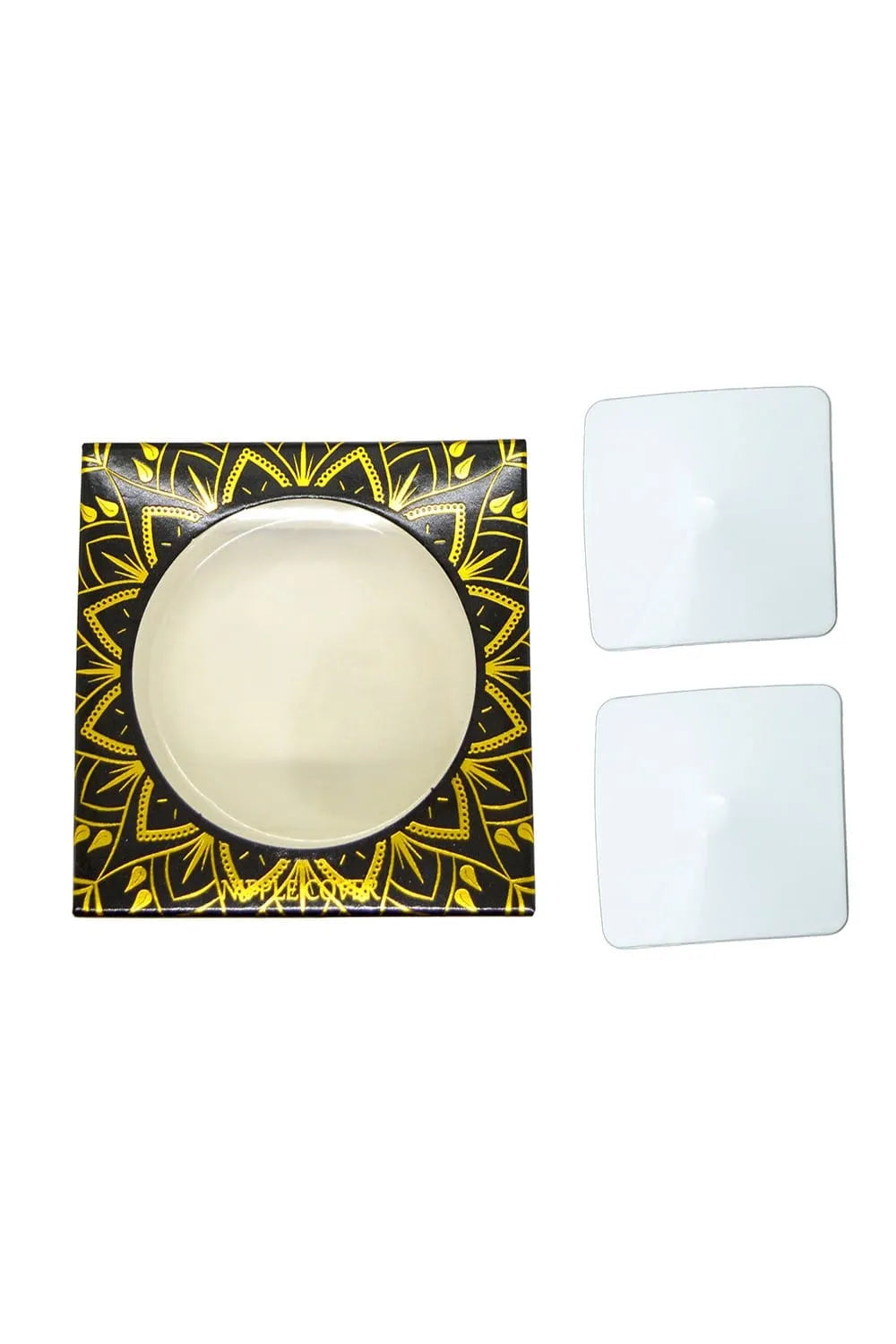 cacheteton carré métal blanc réutilisable adhésif discret élégant confortable durable maintien sécurisé hypoallergénique taille unique diametre6cm application facile