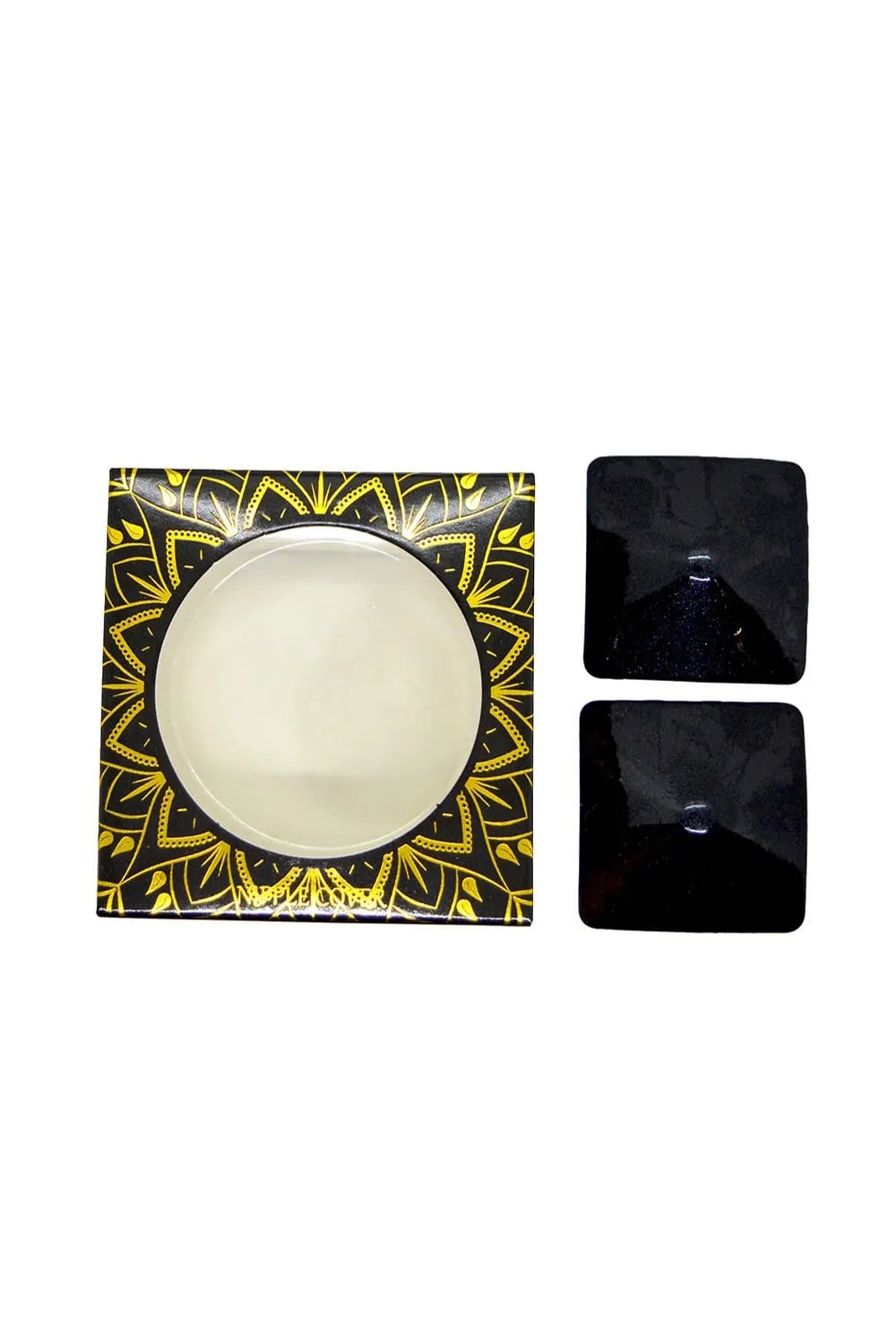 cacheteton carré réutilisable métallique noir 6cm discret moderne élégant adhésif confortable durable facile application maintien couverture