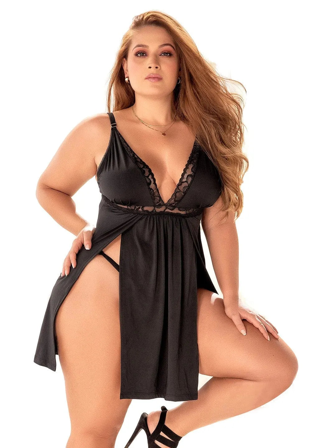 Nuisette Grande Taille Noire En Dentelle