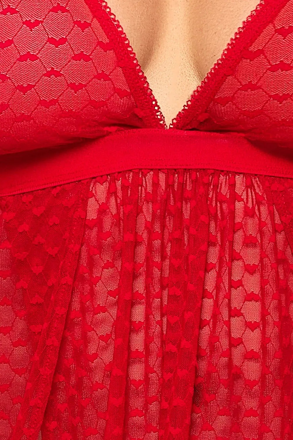 Nuisette Grande Taille Romantique Imprimée Mini Coeurs