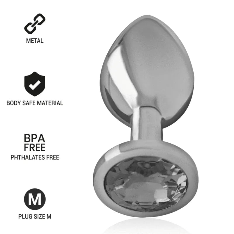 bijou anal métal diamanté luxe stimulation élégance sensuelle inoxydable poli ergonomique compact discret réchauffable hygiénique compatible lubrifiant durable