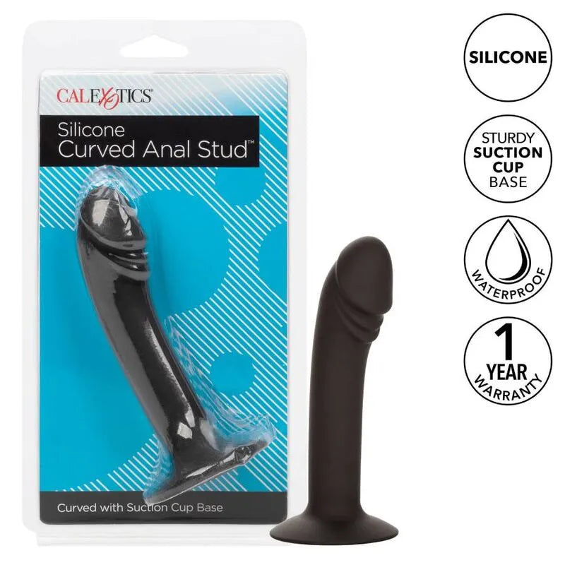 Plug Anal En Silicone Incurvé Avec Ventouse