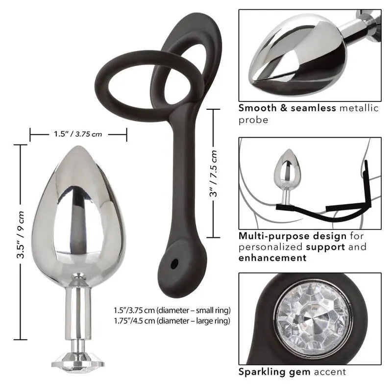 Plug Anal Métal Xl Avec Rehausseur Silicone