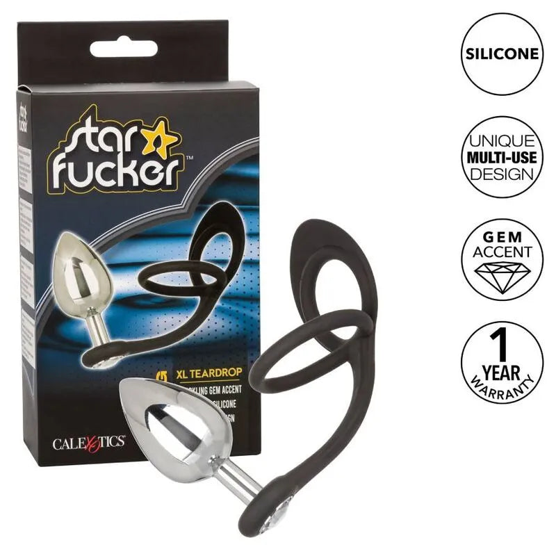 Plug Anal Métal Xl Avec Rehausseur Silicone