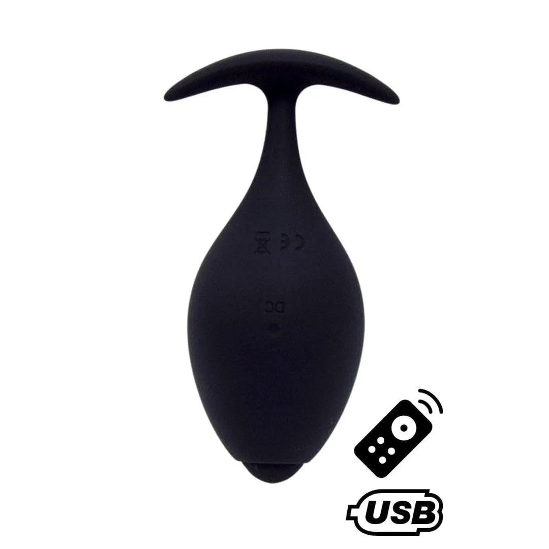 Plug Anal Vibrant Noir Avec Télécommande En Silicone Doux