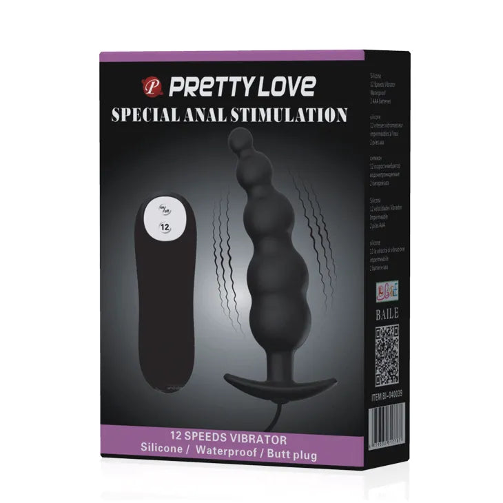 Plug Anal Vibrant Silicone Noir Télécommande