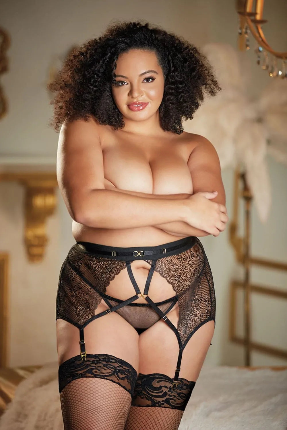 Porte-Jarretelles Grande Taille Dentelle Rouge