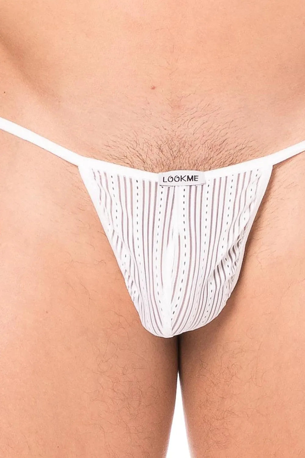 String Blanc Semi-Transparent Sensuel Avec Chaînette