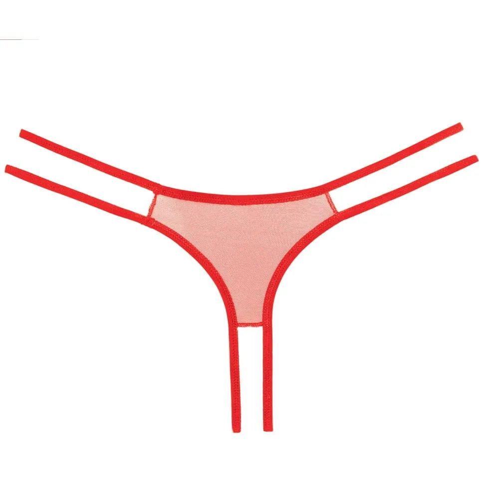 String Dentelle Florale Rouge Ouvert