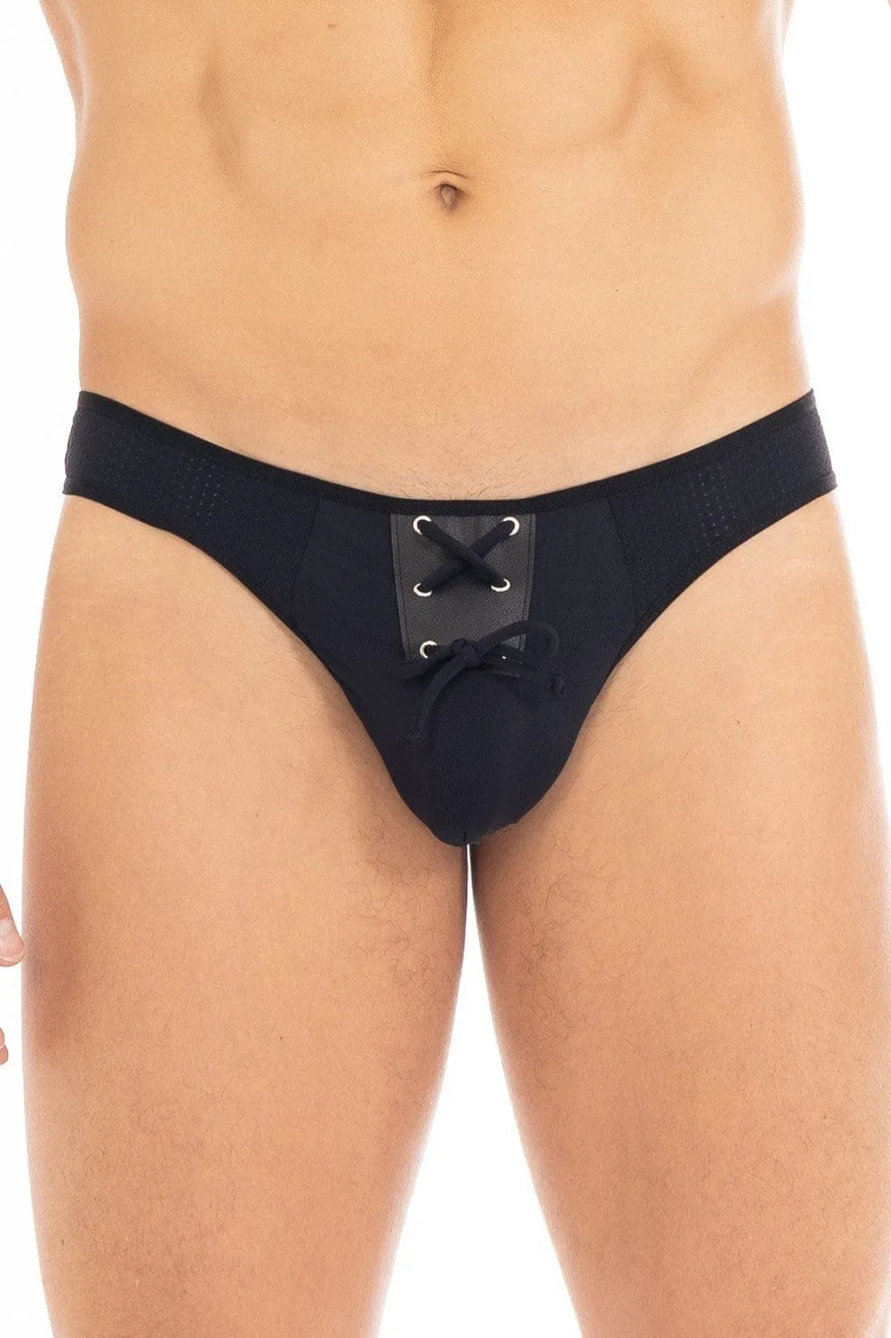 String Sexy Noir Homme Lanières Croisées