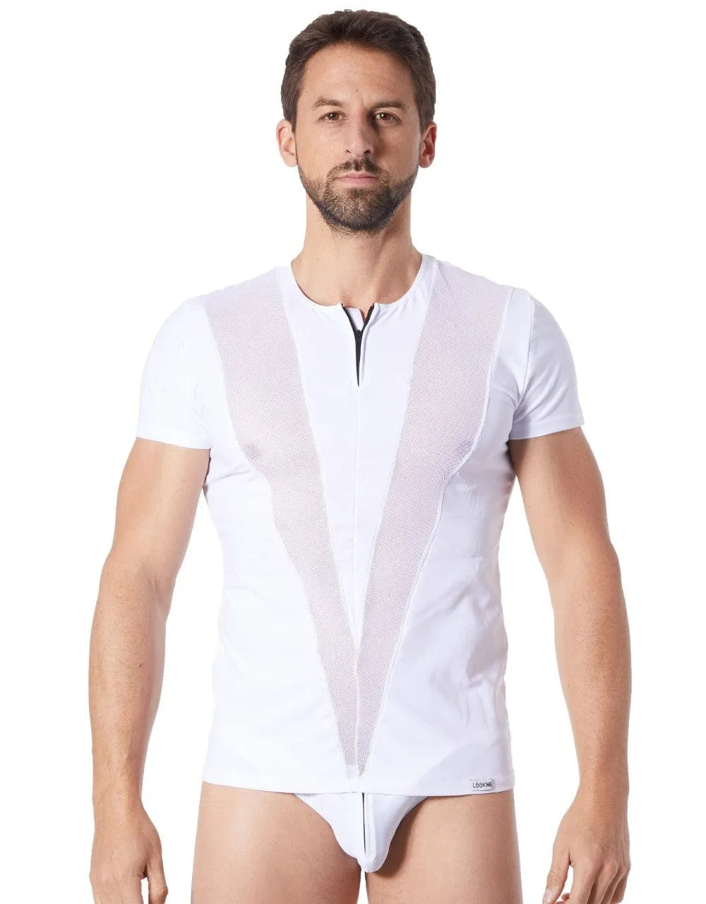 T-Shirt Blanc Sexy Avec Résille Et Zip
