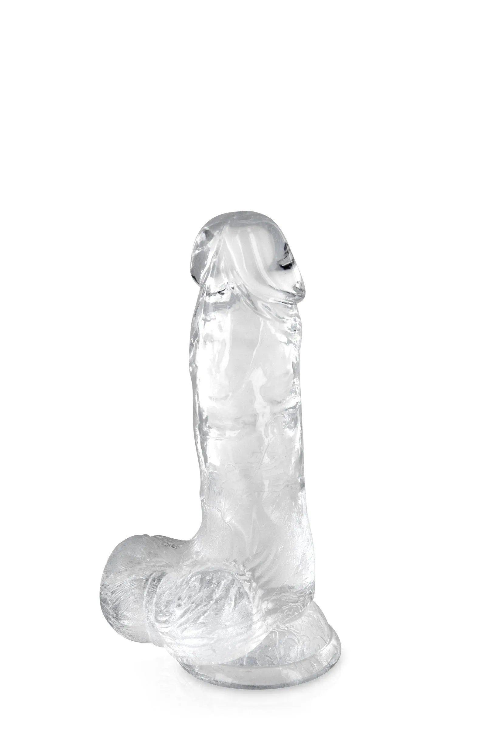 Gode ventouse transparent réaliste en gelée TPE, 15,3 cm, détails gland et testicules, ventouse puissante.