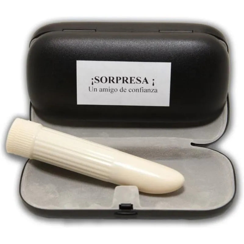 Étui surprise vibrateur blanc cadeau érotique discret élégant compact portable silicone réglable silencieux puissant ludique festif étanche rechargeable polyvalent