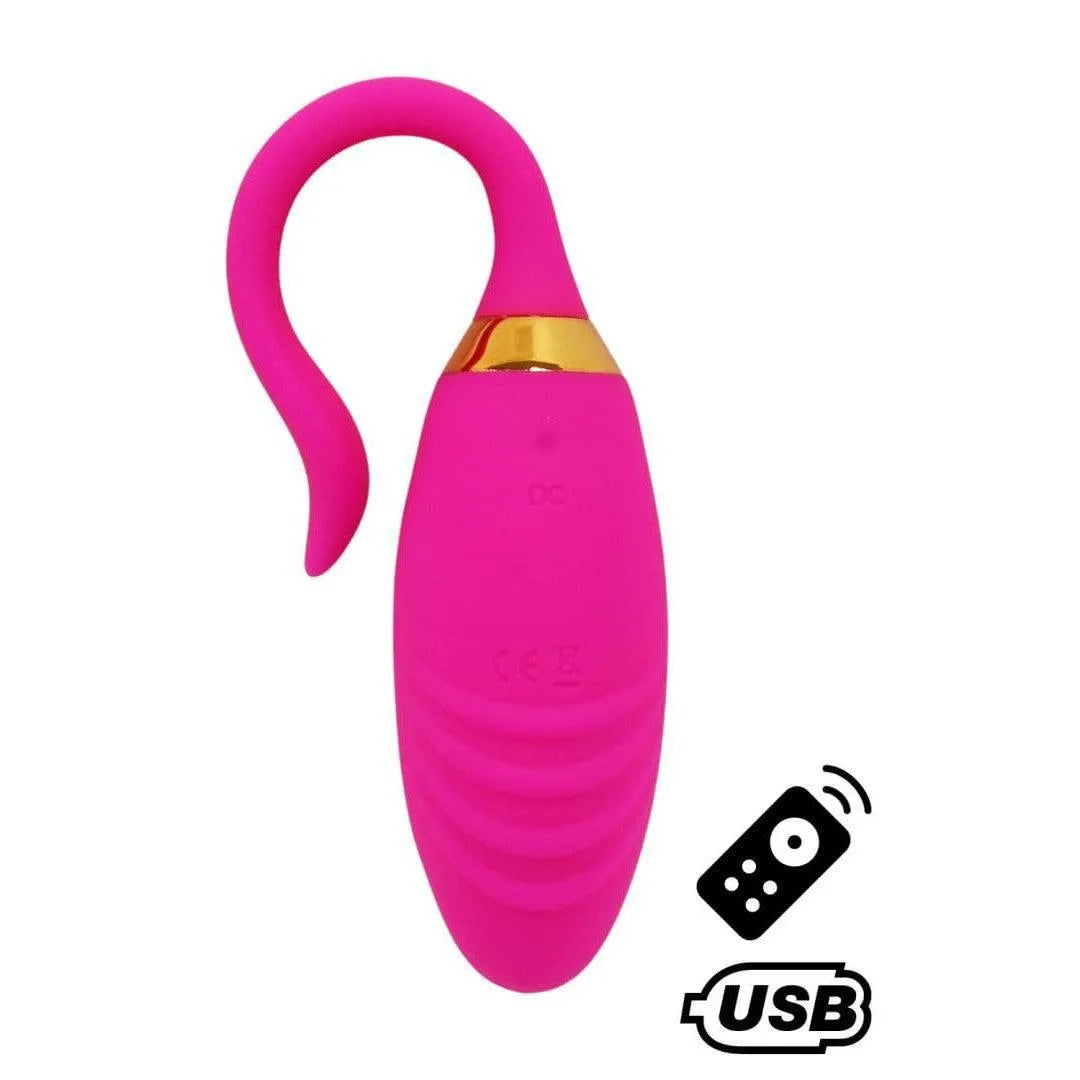 Œuf Vibrant Rainuré Rose Télécommandé Silicone